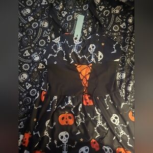 Dress Forum Black and Orange Skeleton Midi Dress